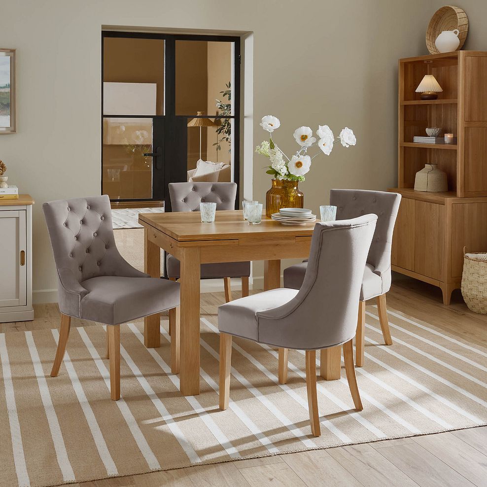 Pembroke Natural Solid Oak Extending Dining Table 90-150cm with 4 Isobel Chairs 1