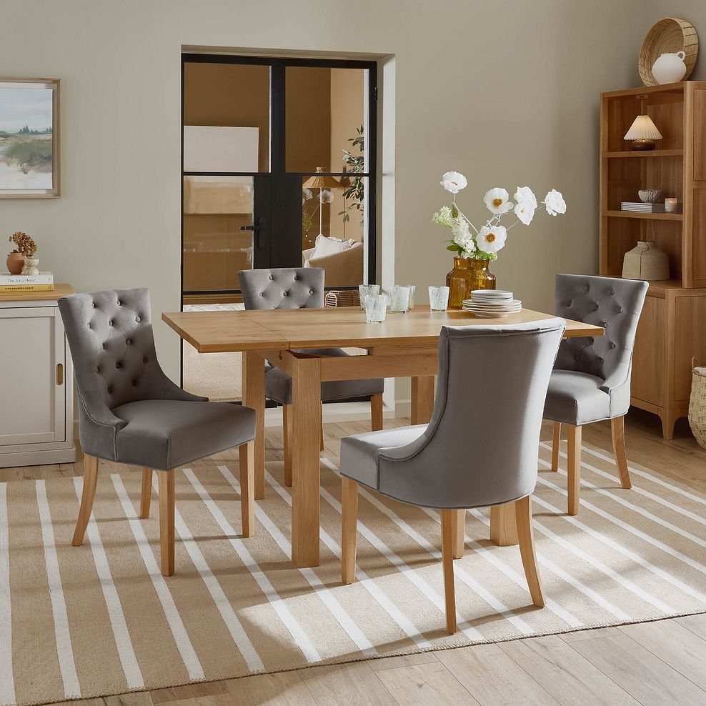Pembroke Natural Solid Oak Extending Dining Table 90-150cm with 4 Isobel Chairs 2