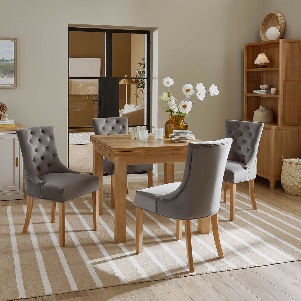Pembroke Natural Solid Oak Extending Dining Table 90-150cm with 4 Isobel Chairs 1