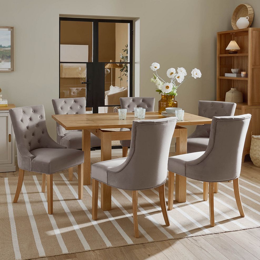 Pembroke Natural Solid Oak Extending Dining Table 90-150cm with 6 Isobel Chairs 1
