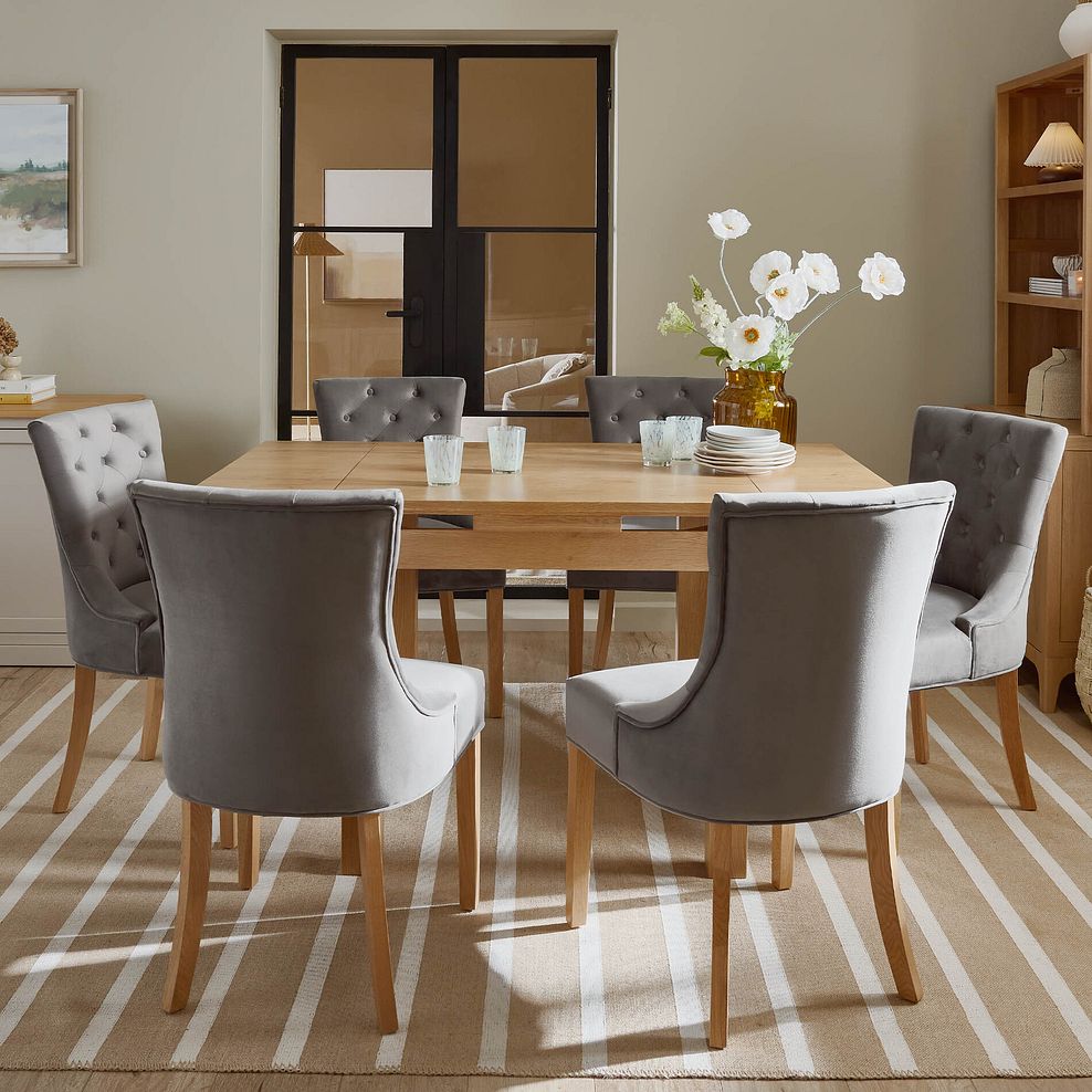Pembroke Natural Solid Oak Extending Dining Table 90-150cm with 6 Isobel Chairs 2