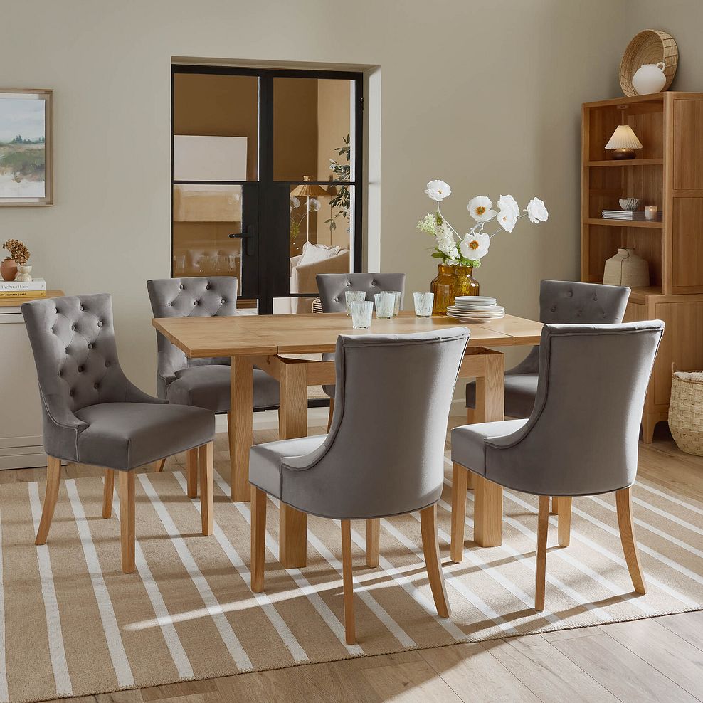 Pembroke Natural Solid Oak Extending Dining Table 90-150cm with 6 Isobel Chairs 1