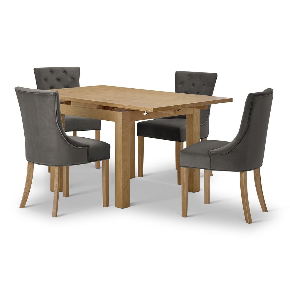 Pembroke Natural Solid Oak Extending Dining Table 90-150cm with 4 Isobel Chairs 6