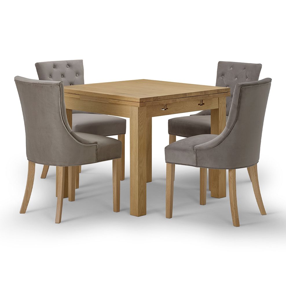 Pembroke Natural Solid Oak Extending Dining Table 90-150cm with 4 Isobel Chairs 3