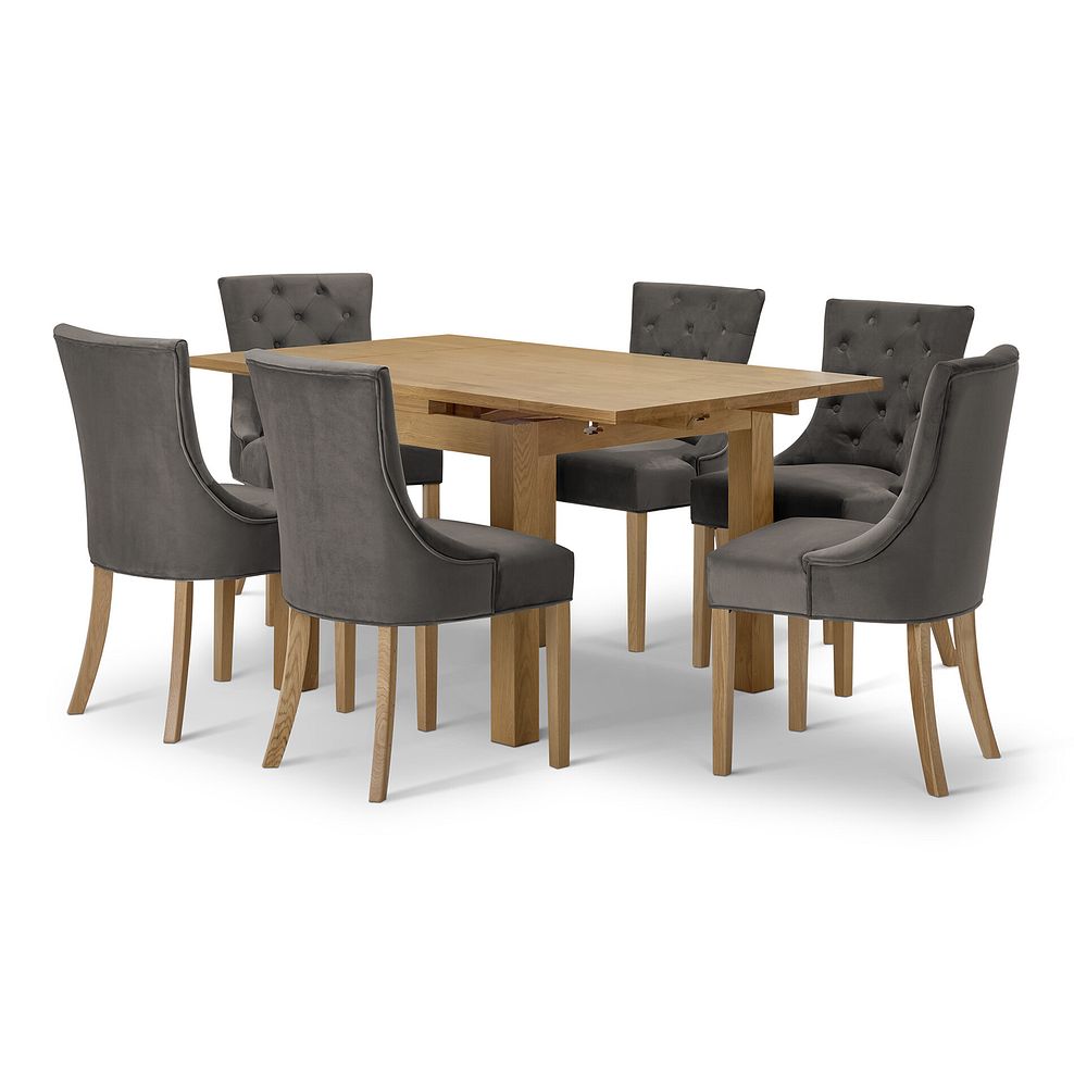 Pembroke Natural Solid Oak Extending Dining Table 90-150cm with 6 Isobel Chairs 5