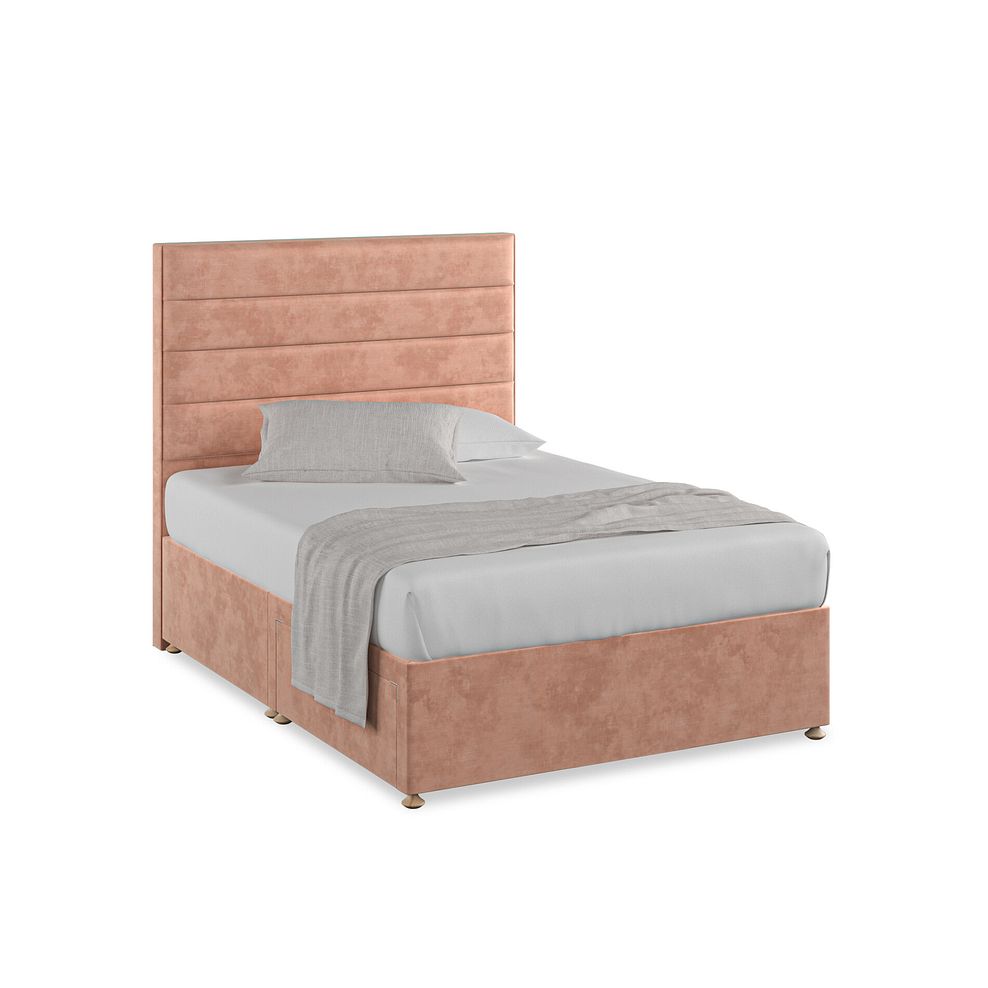 Penryn Double 2 Drawer Divan Bed in Heritage Velvet - Powder Pink 1