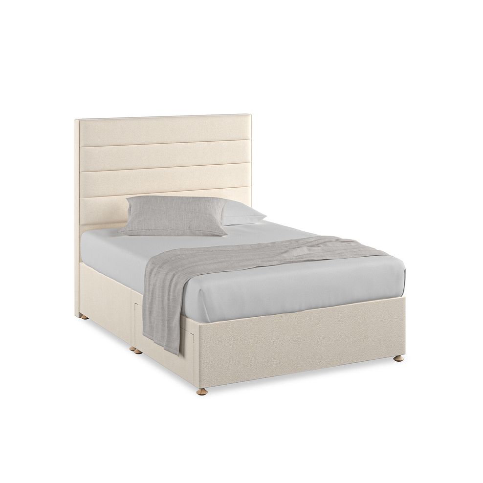 Penryn Double 2 Drawer Divan Bed in Venice Fabric - Cream Thumbnail 1