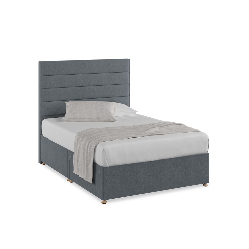 Penryn Double 2 Drawer Divan Bed in Venice Fabric - Graphite 1