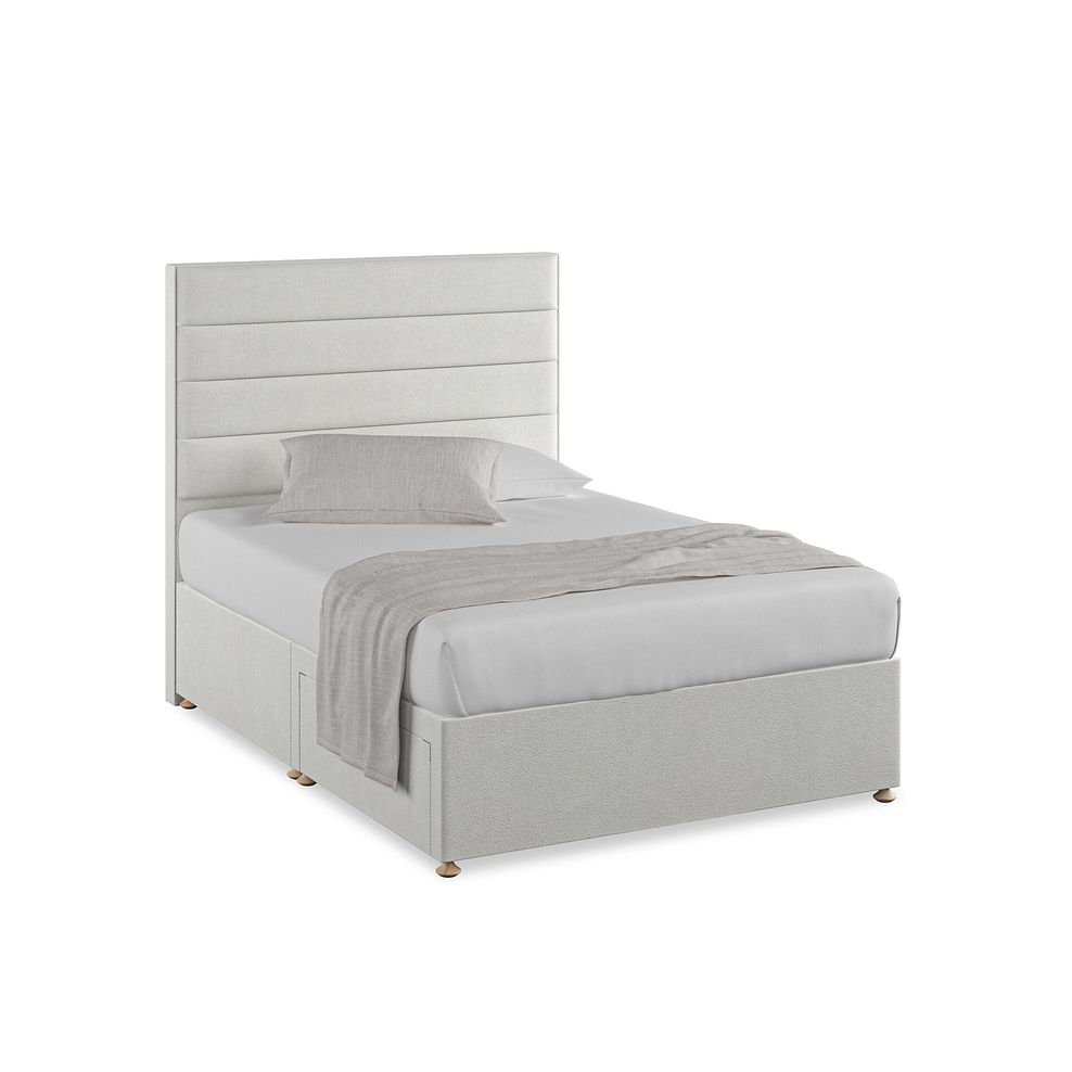 Penryn Double 2 Drawer Divan Bed in Venice Fabric - Silver 1