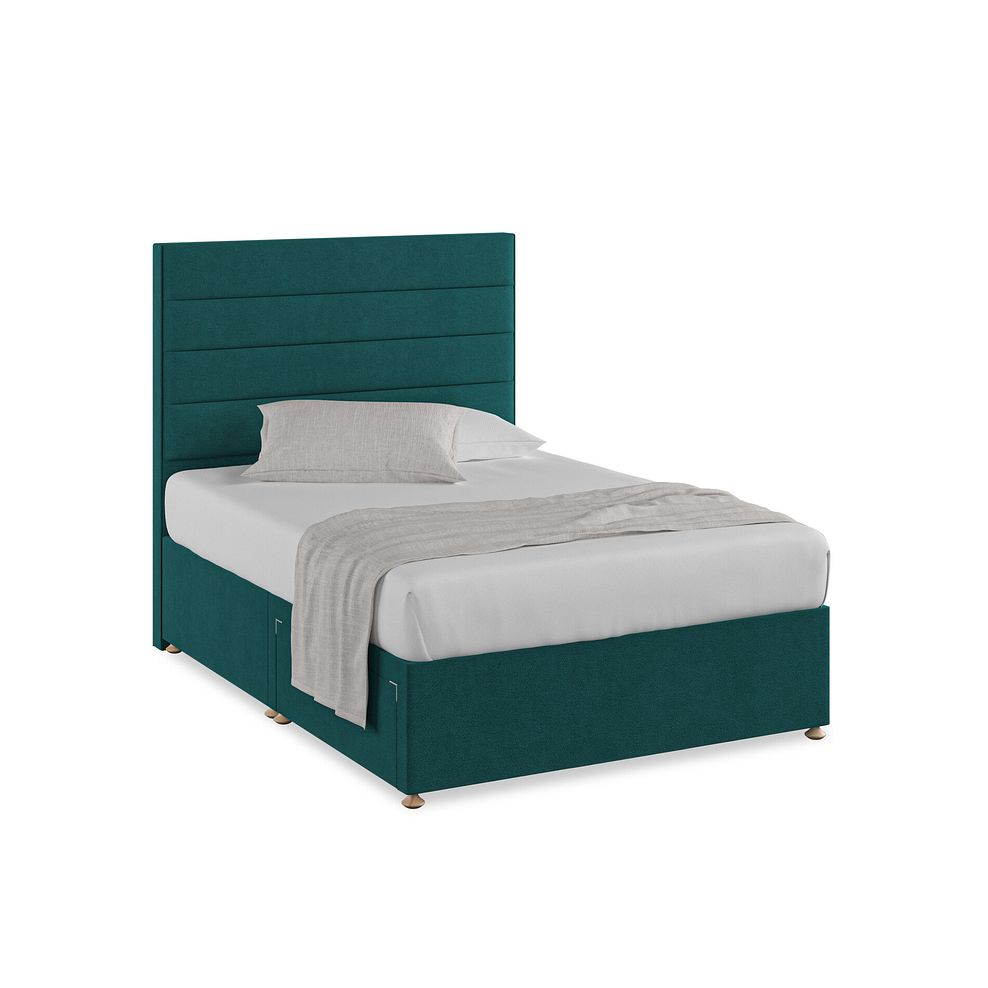 Penryn Double 2 Drawer Divan Bed in Venice Fabric - Teal 1