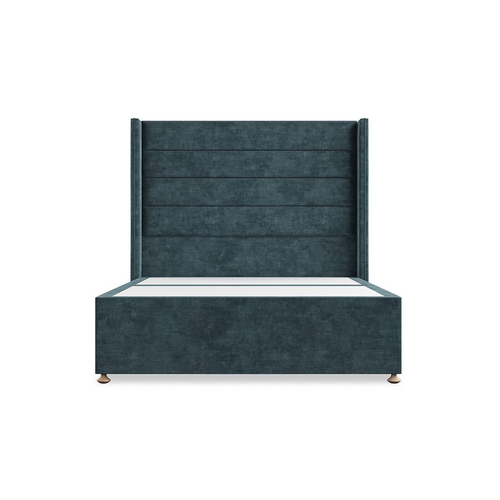 Penryn Double 2 Drawer Divan Bed with Winged Headboard in Heritage Velvet - Airforce 3