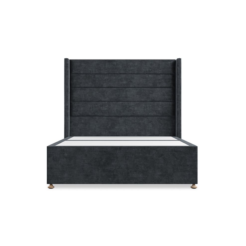Penryn Double 2 Drawer Divan Bed with Winged Headboard in Heritage Velvet - Charcoal Thumbnail 3
