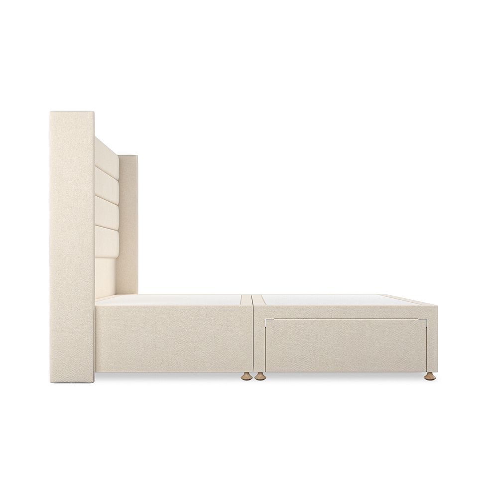 Penryn Double 2 Drawer Divan Bed with Winged Headboard in Venice Fabric - Cream 4