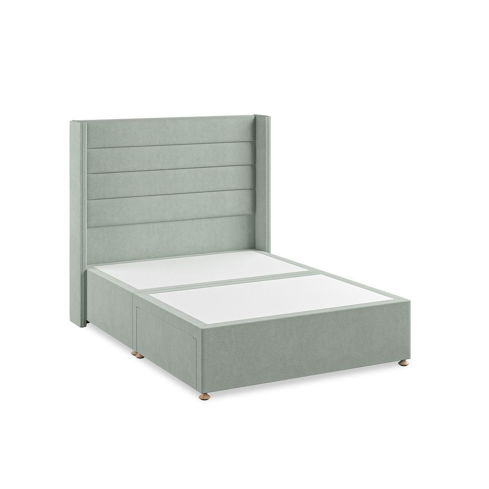 Penryn Double 2 Drawer Divan Bed with Winged Headboard in Venice Fabric - Duck Egg Thumbnail 2