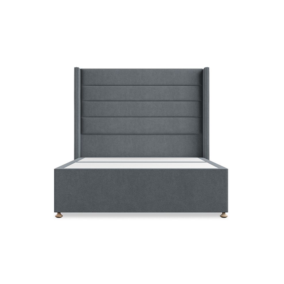 Penryn Double 2 Drawer Divan Bed with Winged Headboard in Venice Fabric - Graphite 3
