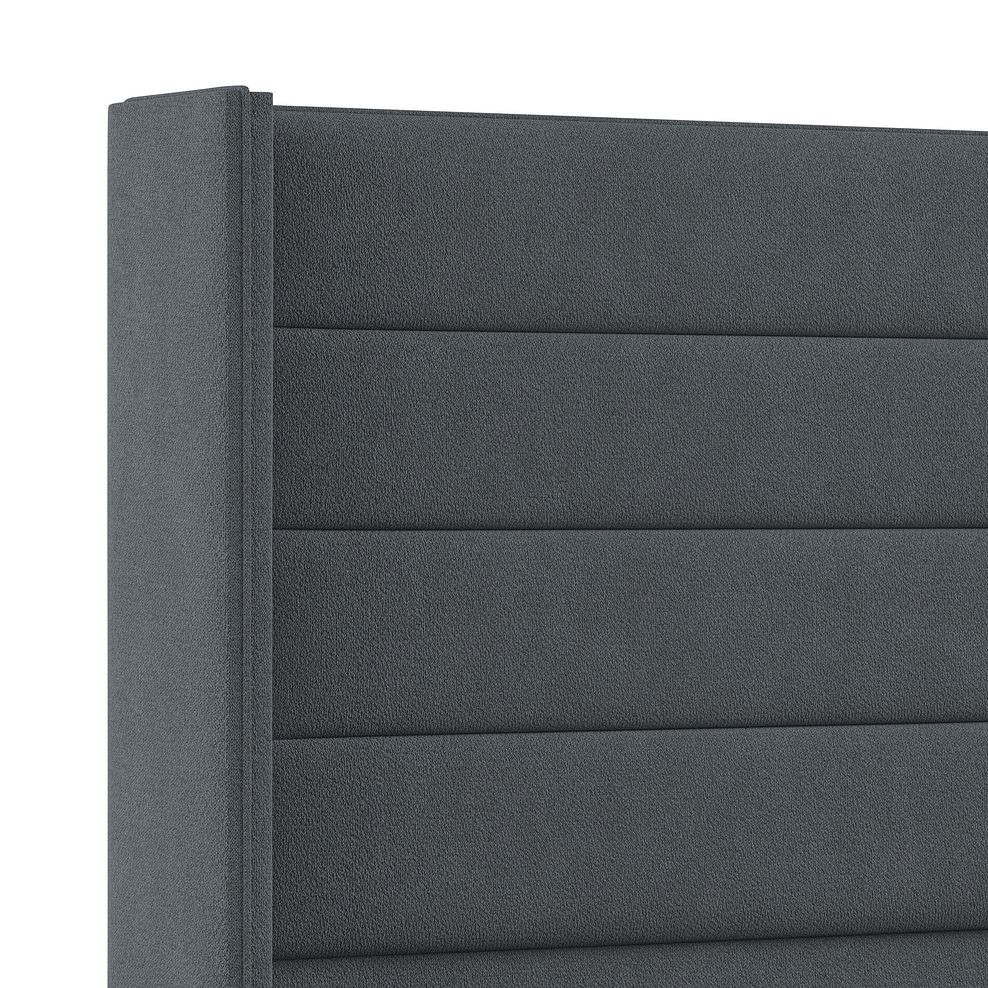 Penryn Double 2 Drawer Divan Bed with Winged Headboard in Venice Fabric - Graphite Thumbnail 5