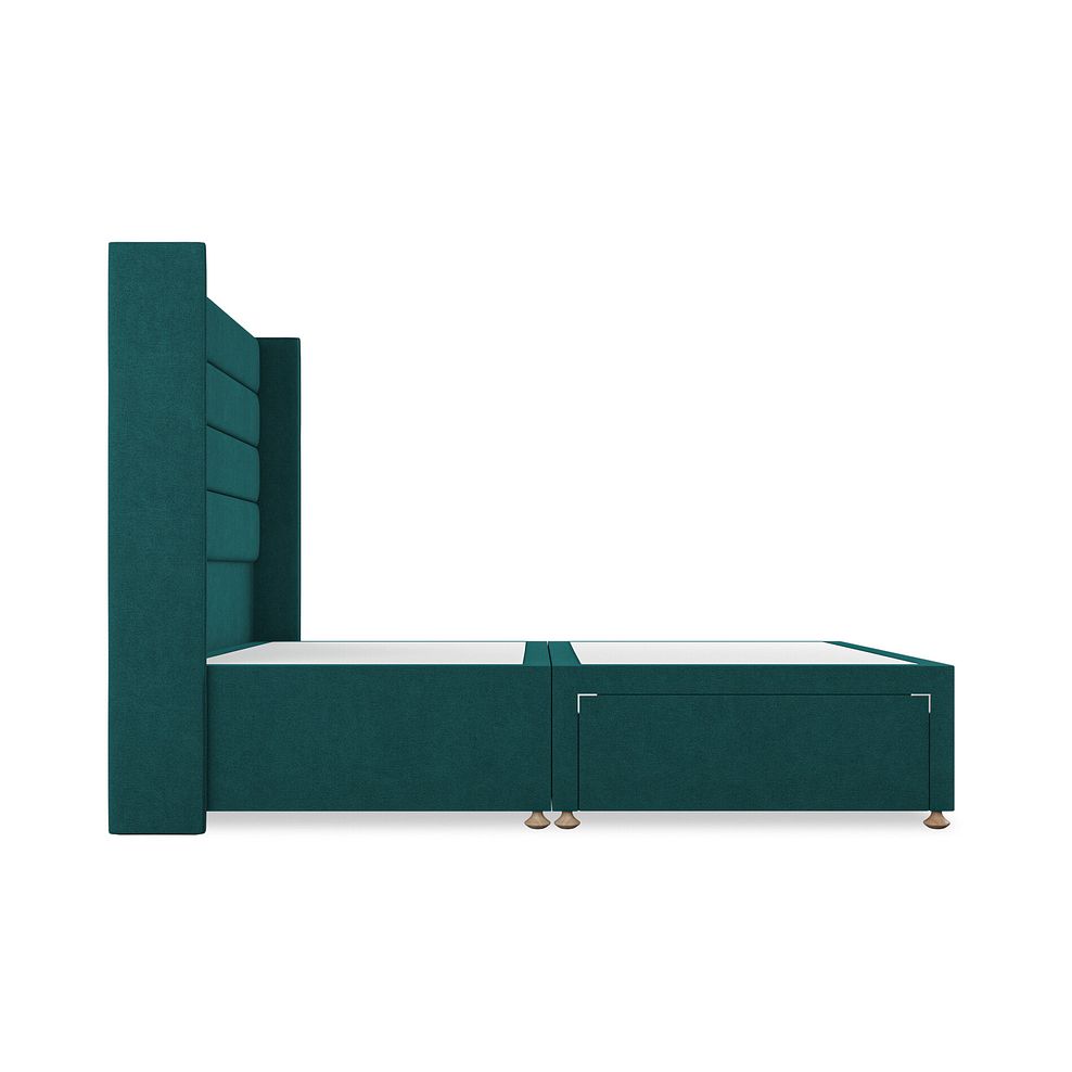 Penryn Double 2 Drawer Divan Bed with Winged Headboard in Venice Fabric - Teal Thumbnail 4