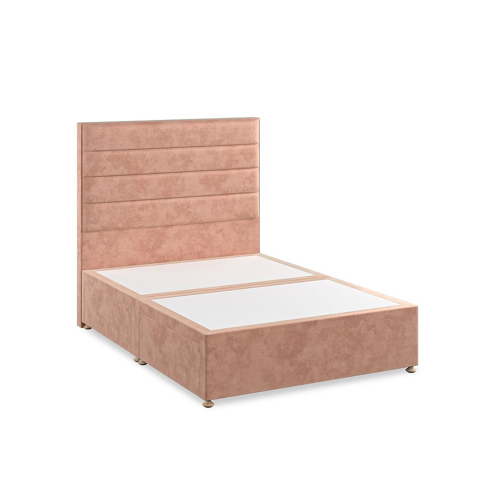 Penryn Double 4 Drawer Divan Bed in Heritage Velvet - Powder Pink 2