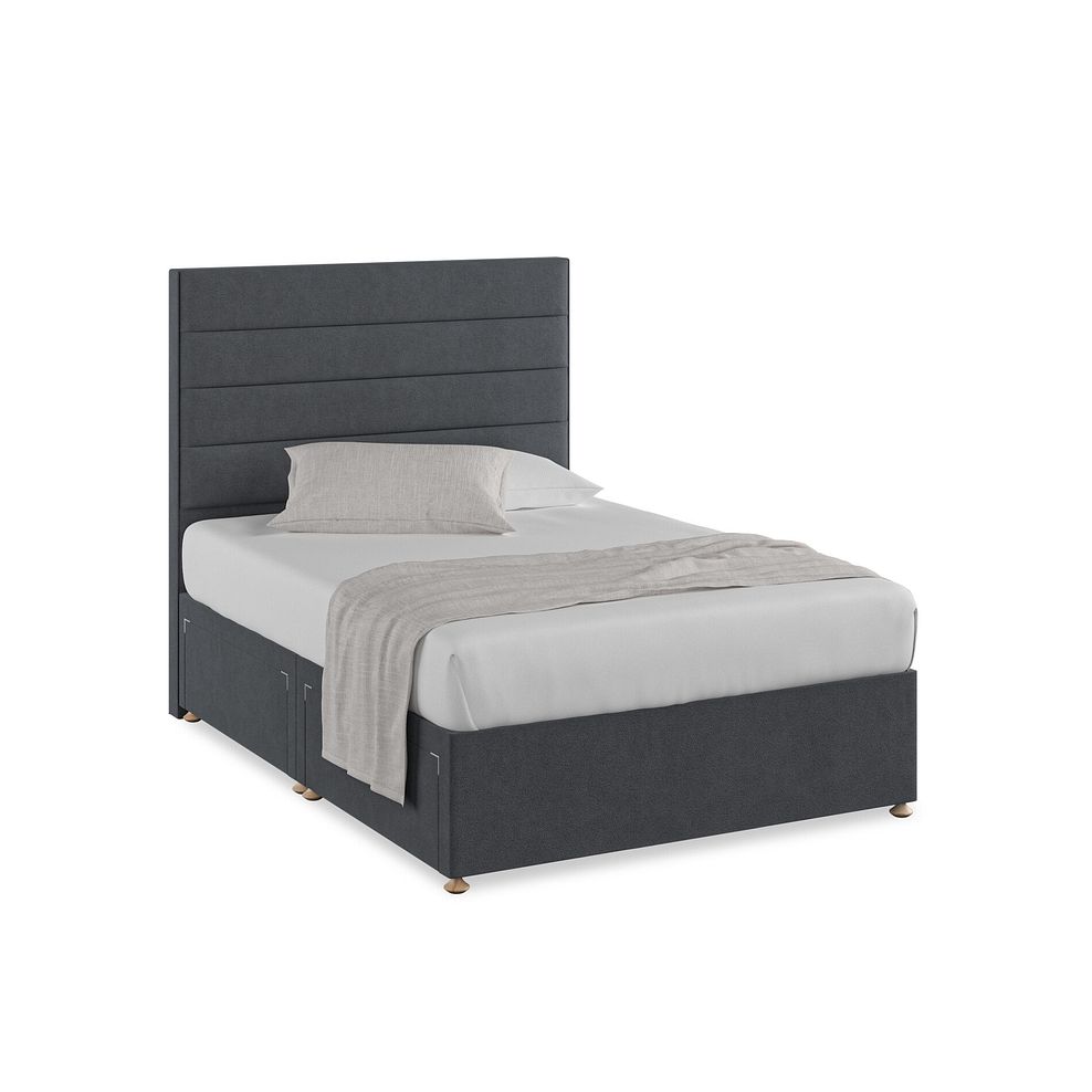 Penryn Double 4 Drawer Divan Bed in Venice Fabric - Anthracite 1