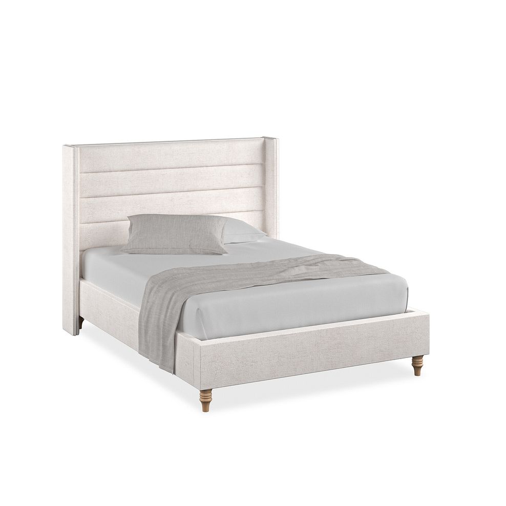 Penryn Double Bed with Winged Headboard in Brooklyn Fabric - Lace White 1