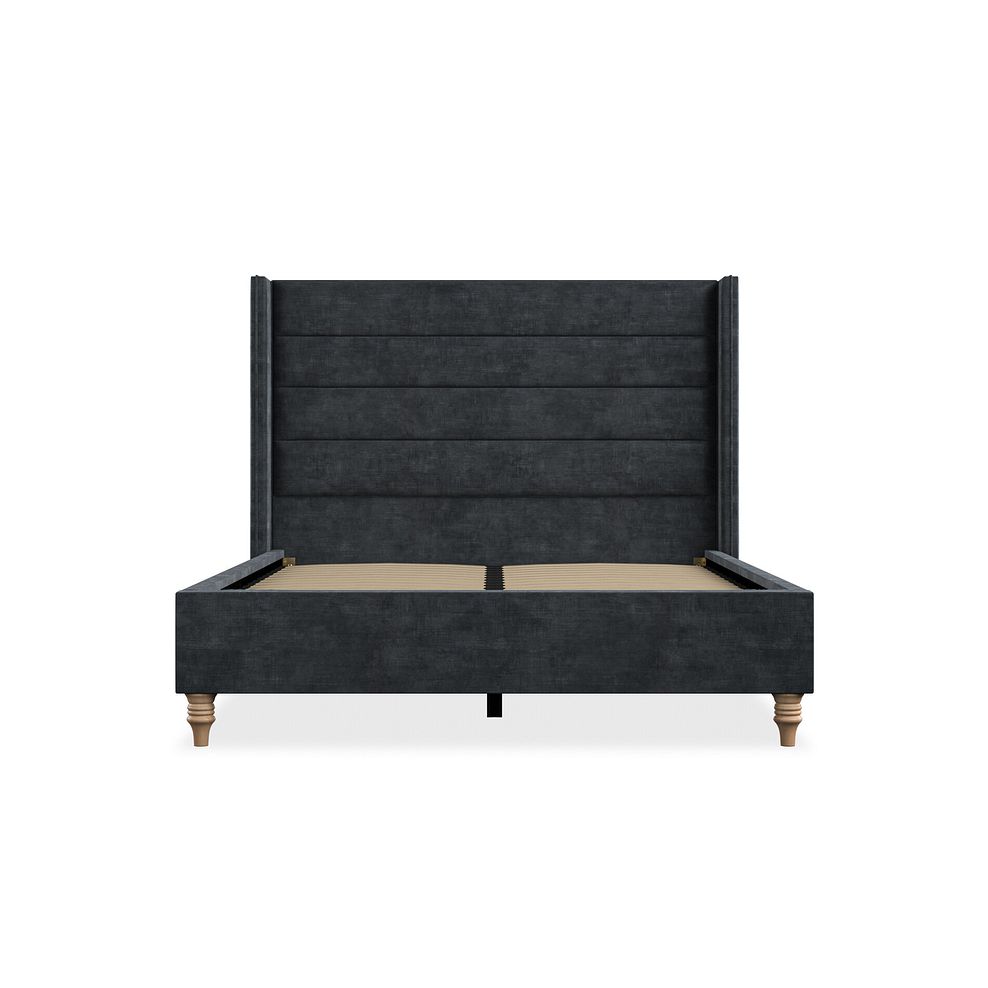 Penryn Double Bed with Winged Headboard in Heritage Velvet - Charcoal 3