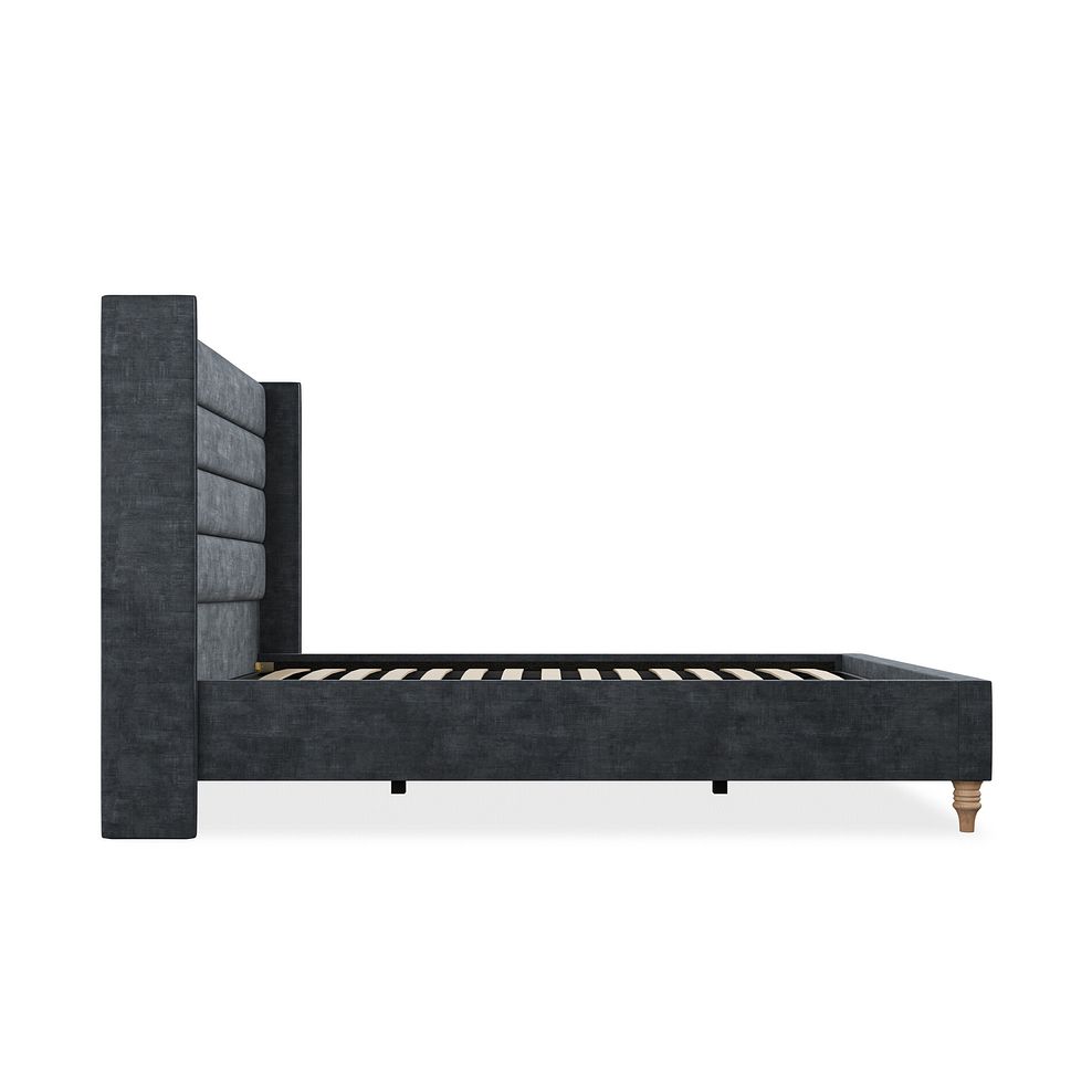 Penryn Double Bed with Winged Headboard in Heritage Velvet - Charcoal 4