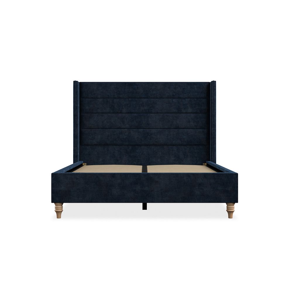 Penryn Double Bed with Winged Headboard in Heritage Velvet - Royal Blue 3