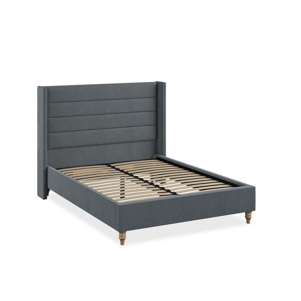 Penryn Double Bed with Winged Headboard in Venice Fabric - Graphite 2