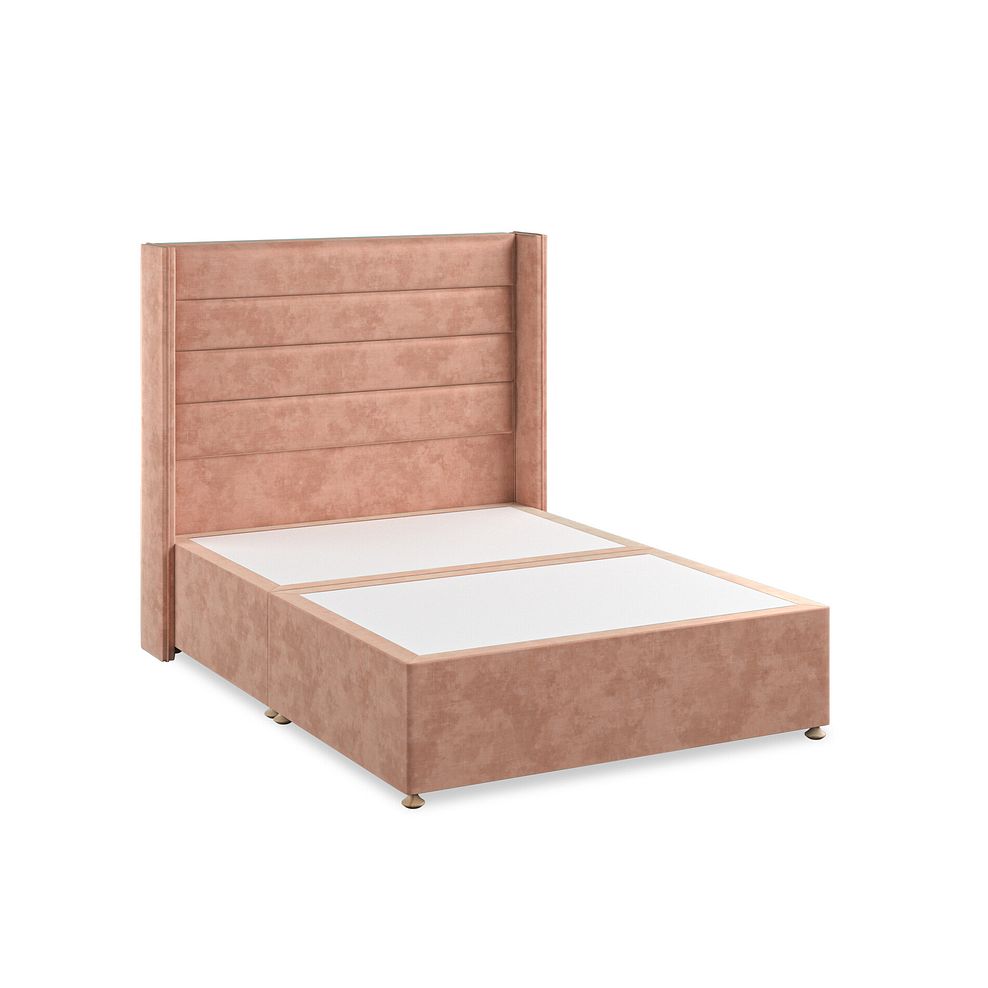 Penryn Double Divan Bed with Winged Headboard in Heritage Velvet - Powder Pink 2