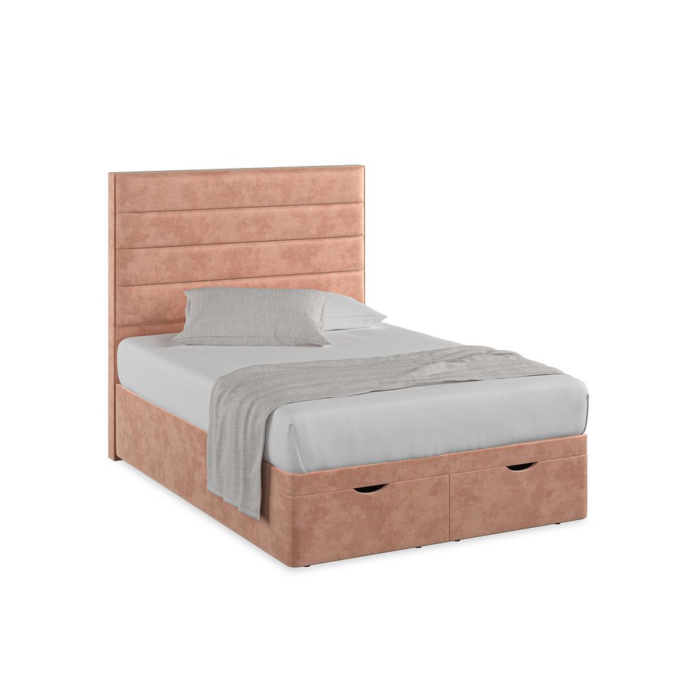 Penryn Double Storage Ottoman Bed in Heritage Velvet - Powder Pink 1