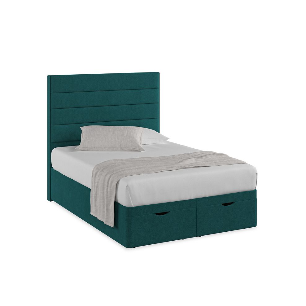 Penryn Double Storage Ottoman Bed in Venice Fabric - Teal 1