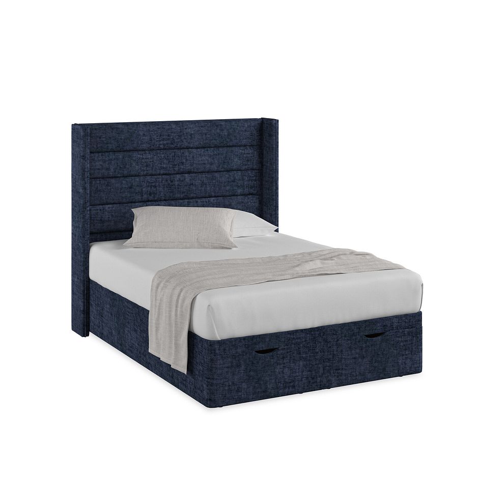 Penryn Double Storage Ottoman Bed with Winged Headboard in Brooklyn Fabric - Hummingbird Blue Thumbnail 1