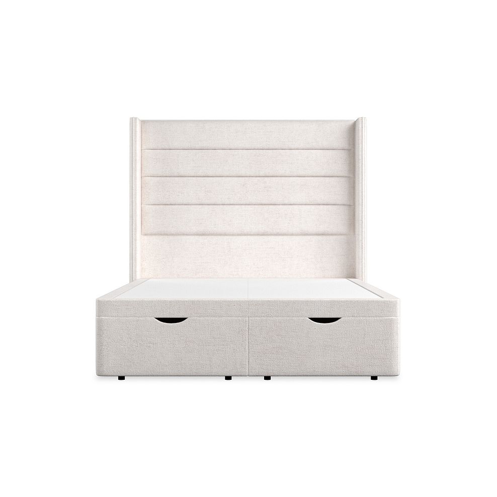Penryn Double Storage Ottoman Bed with Winged Headboard in Brooklyn Fabric - Lace White 4