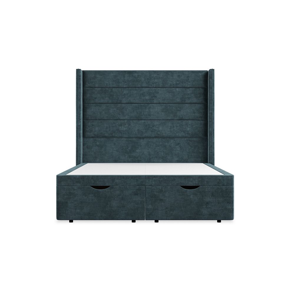 Penryn Double Storage Ottoman Bed with Winged Headboard in Heritage Velvet - Airforce 4