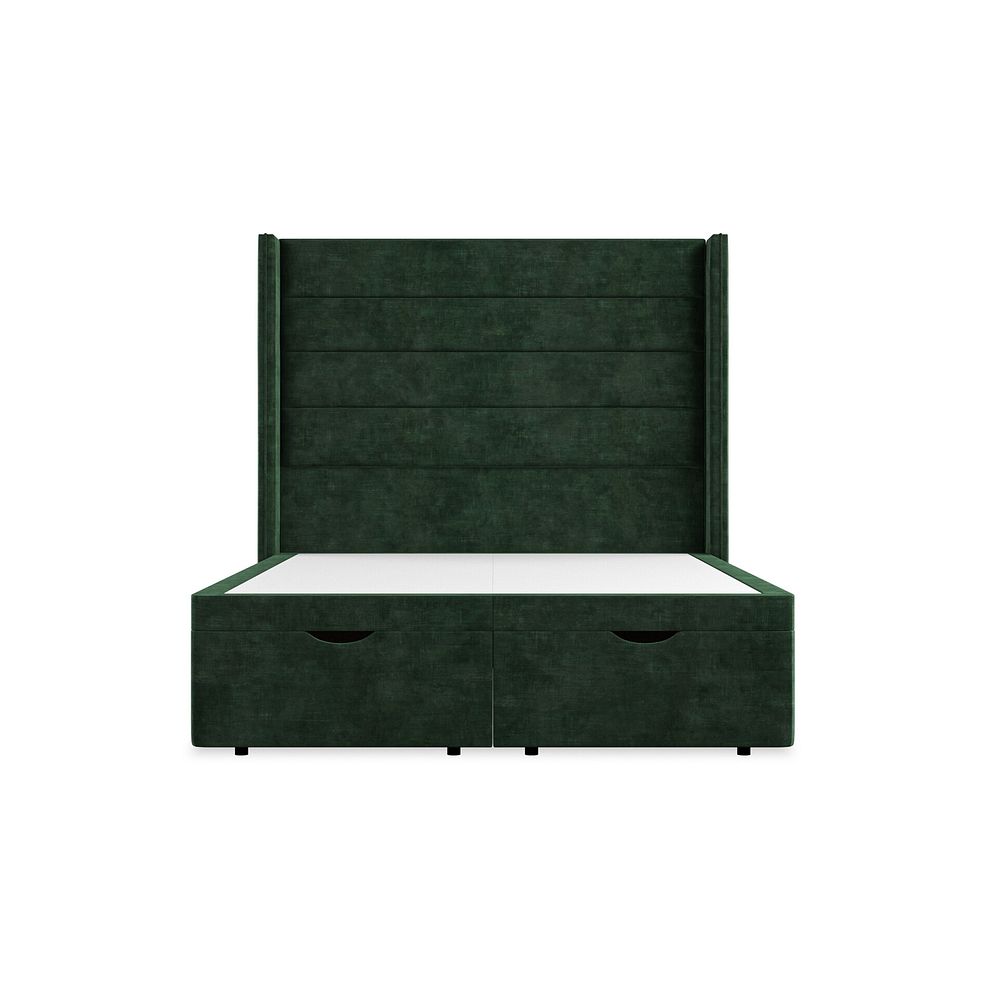 Penryn Double Storage Ottoman Bed with Winged Headboard in Heritage Velvet - Bottle Green Thumbnail 4