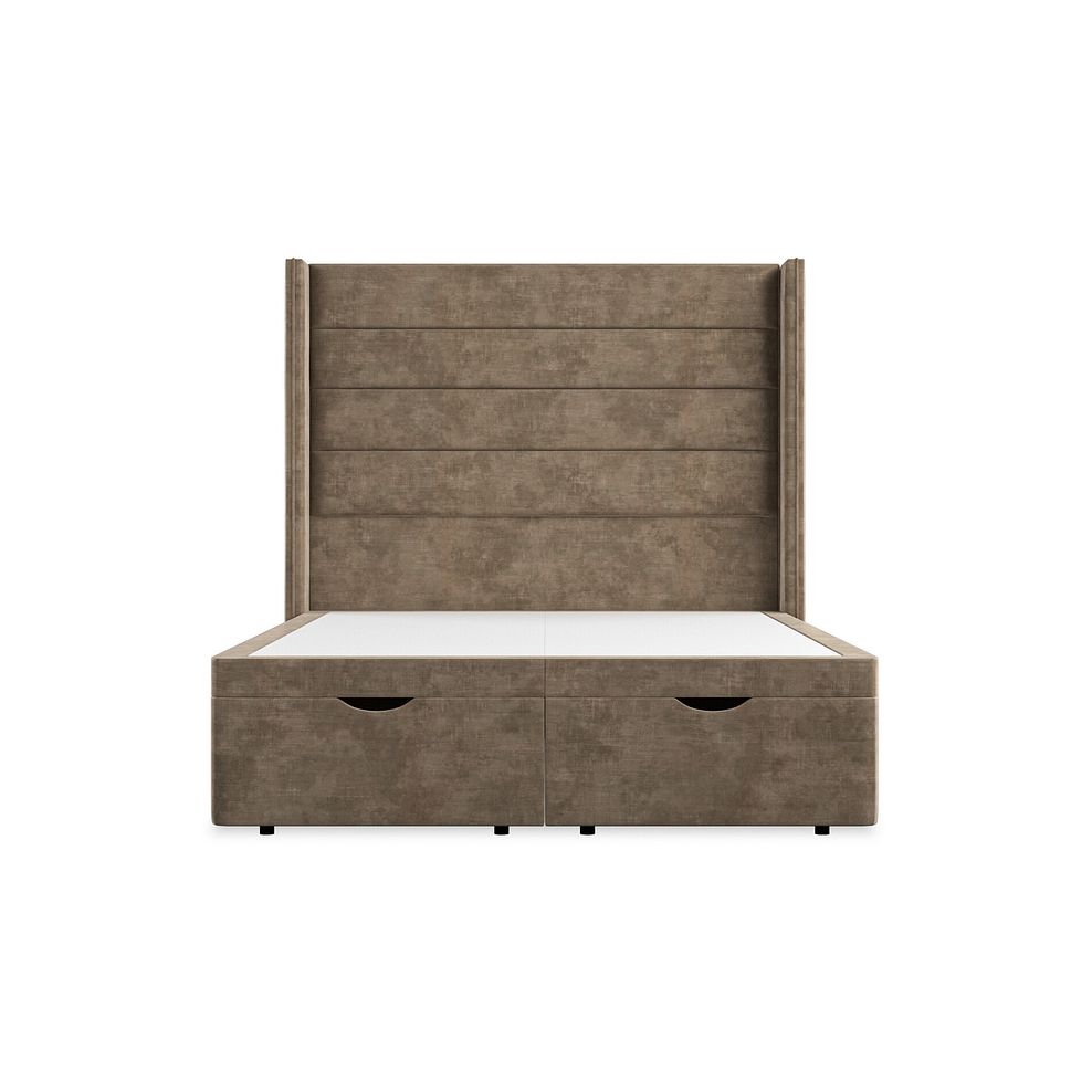 Penryn Double Storage Ottoman Bed with Winged Headboard in Heritage Velvet - Cedar 4