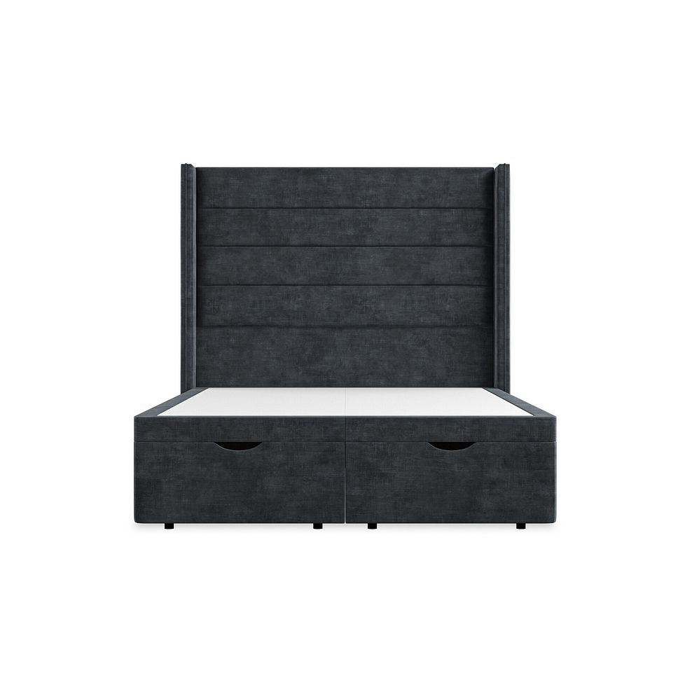 Penryn Double Storage Ottoman Bed with Winged Headboard in Heritage Velvet - Charcoal 4