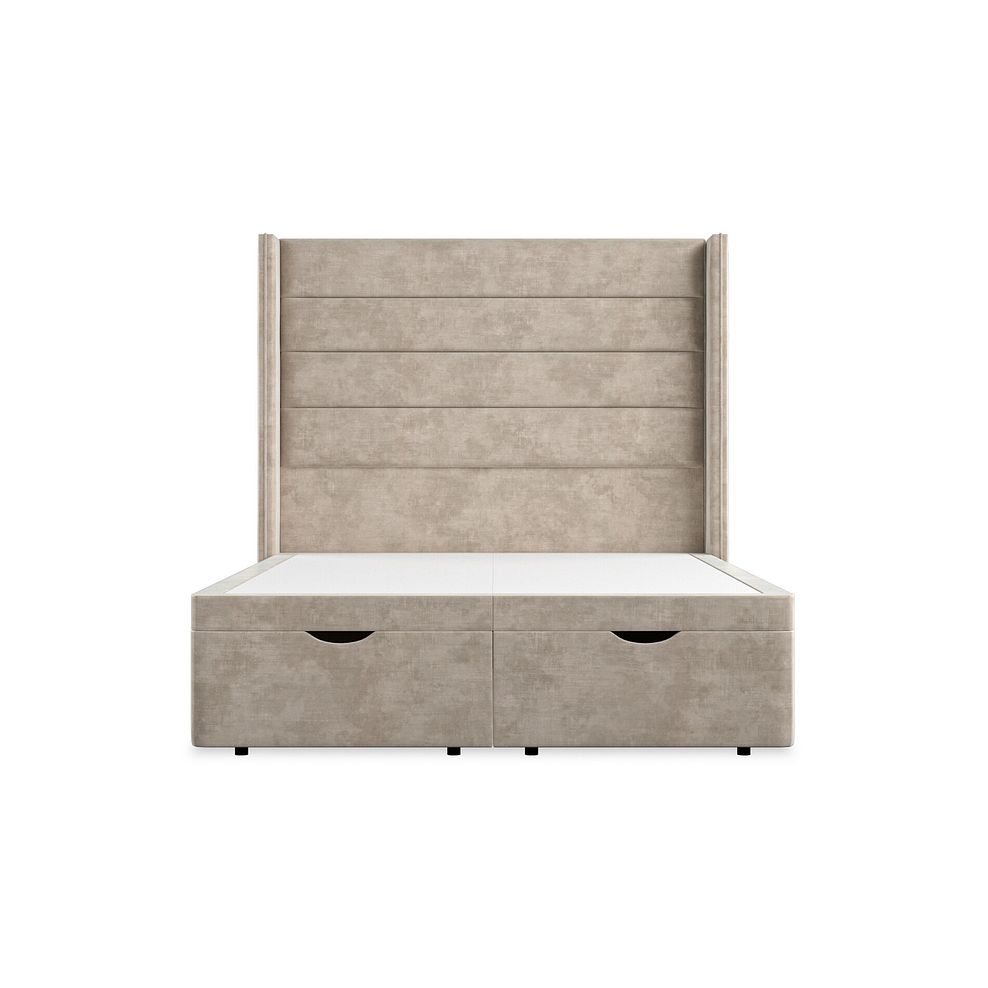 Penryn Double Storage Ottoman Bed with Winged Headboard in Heritage Velvet - Mink 4
