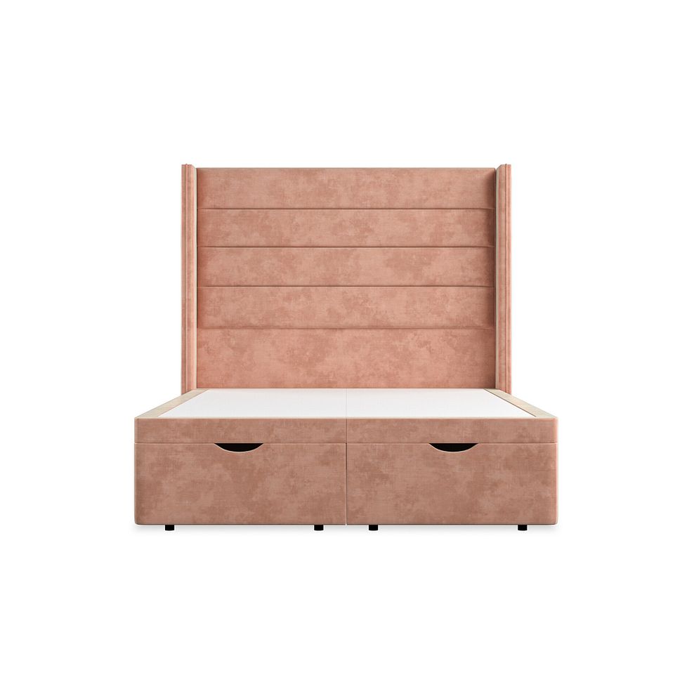 Penryn Double Storage Ottoman Bed with Winged Headboard in Heritage Velvet - Powder Pink 4