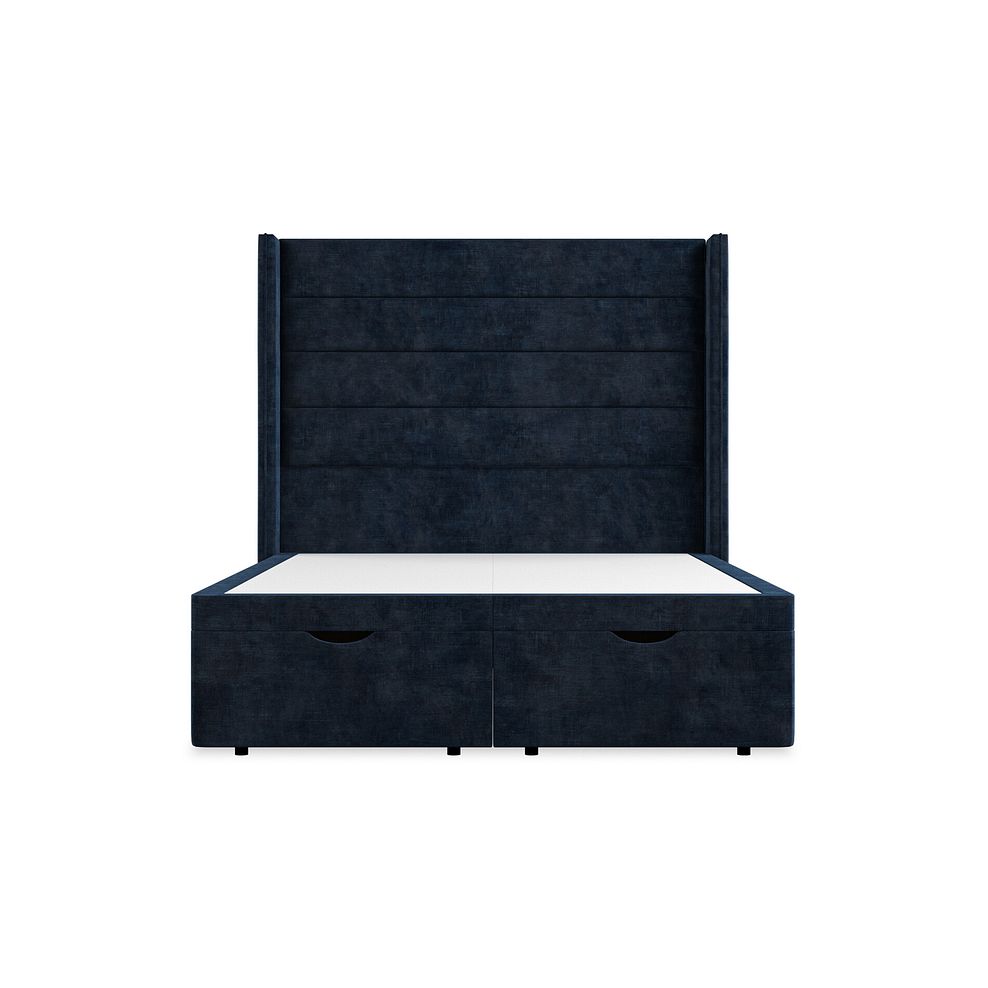 Penryn Double Storage Ottoman Bed with Winged Headboard in Heritage Velvet - Royal Blue Thumbnail 4
