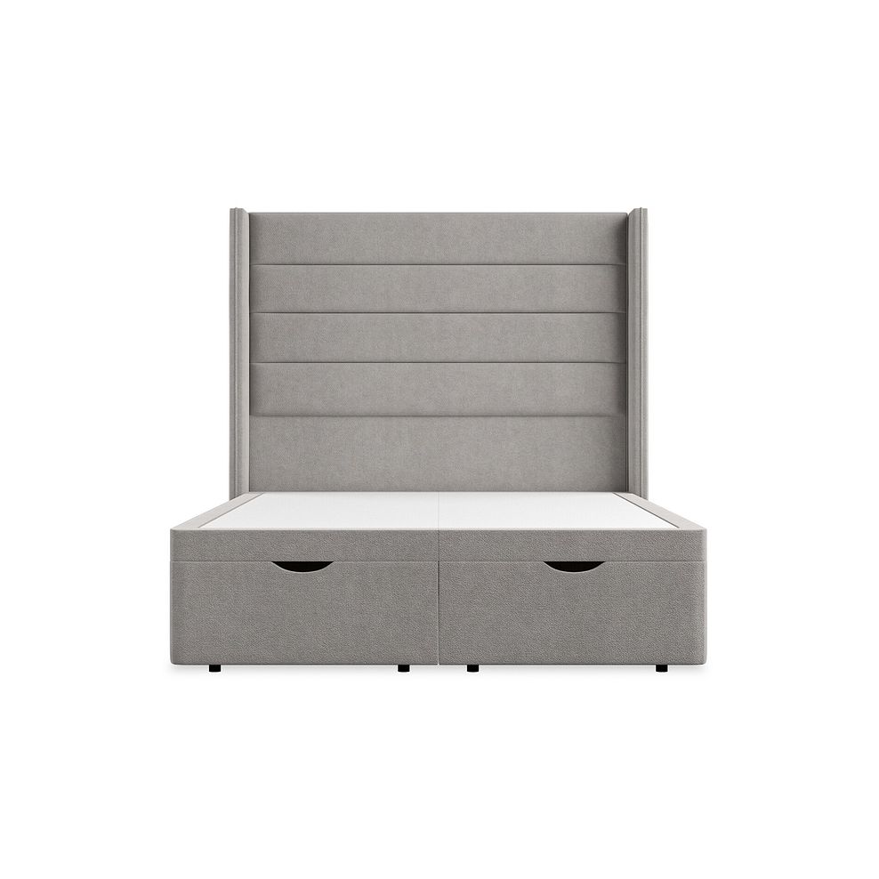 Penryn Double Storage Ottoman Bed with Winged Headboard in Venice Fabric - Grey Thumbnail 4