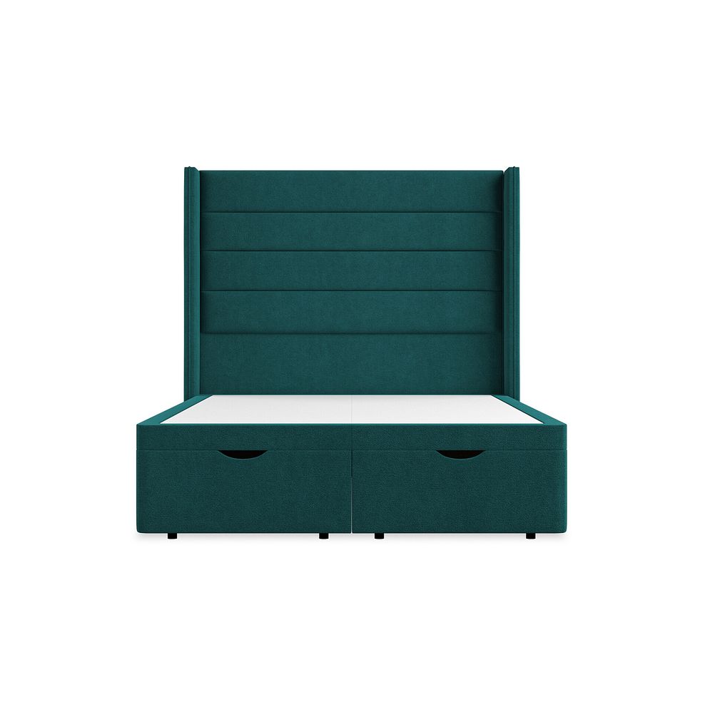 Penryn Double Storage Ottoman Bed with Winged Headboard in Venice Fabric - Teal 4