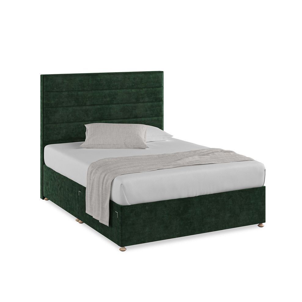 Penryn King-Size 2 Drawer Divan Bed in Heritage Velvet - Bottle Green 1