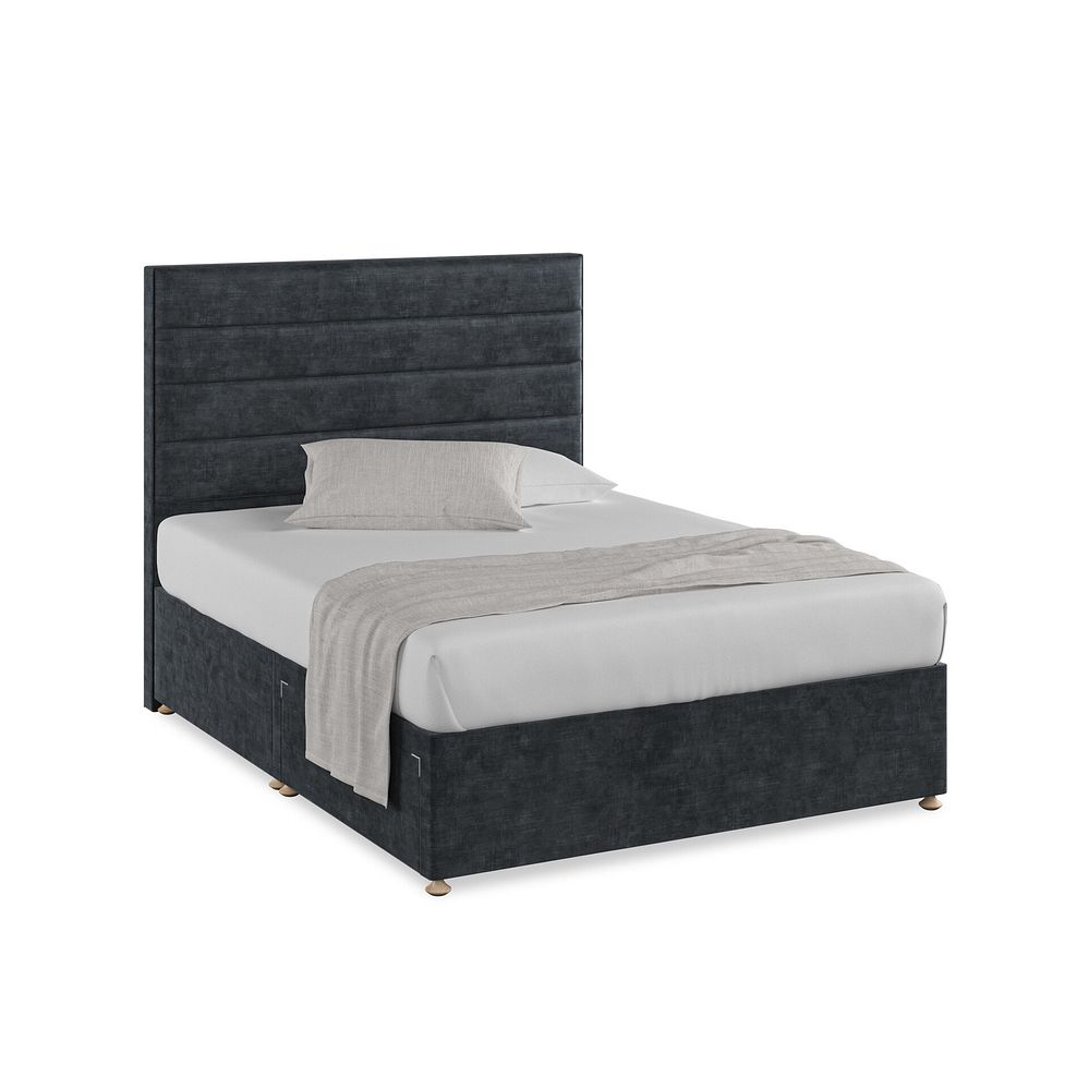 Penryn King-Size 2 Drawer Divan Bed in Heritage Velvet - Charcoal 1