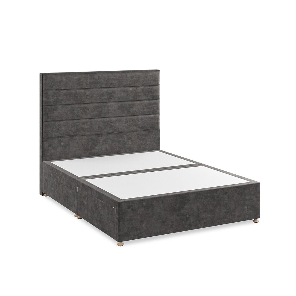 Penryn King-Size 2 Drawer Divan Bed in Heritage Velvet - Steel 2