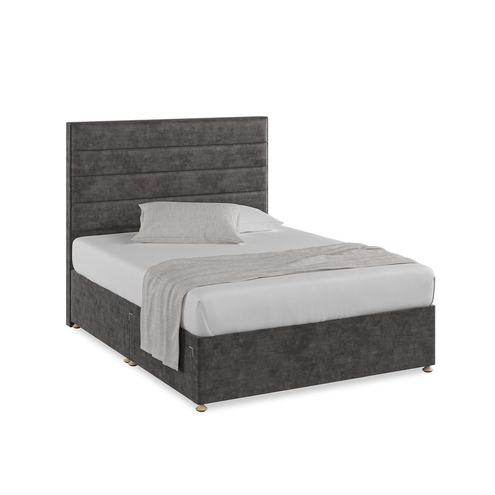 Penryn King-Size 2 Drawer Divan Bed in Heritage Velvet - Steel 1