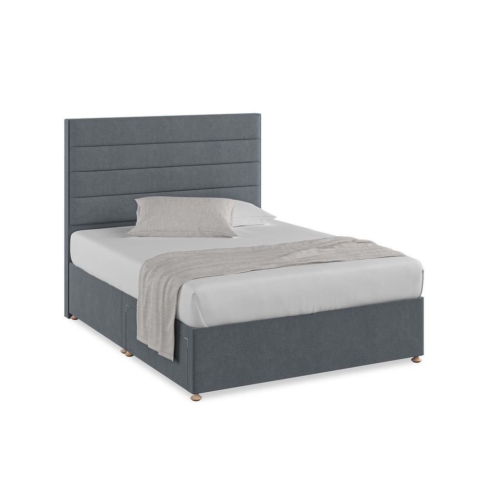 Penryn King-Size 2 Drawer Divan Bed in Venice Fabric - Graphite 1