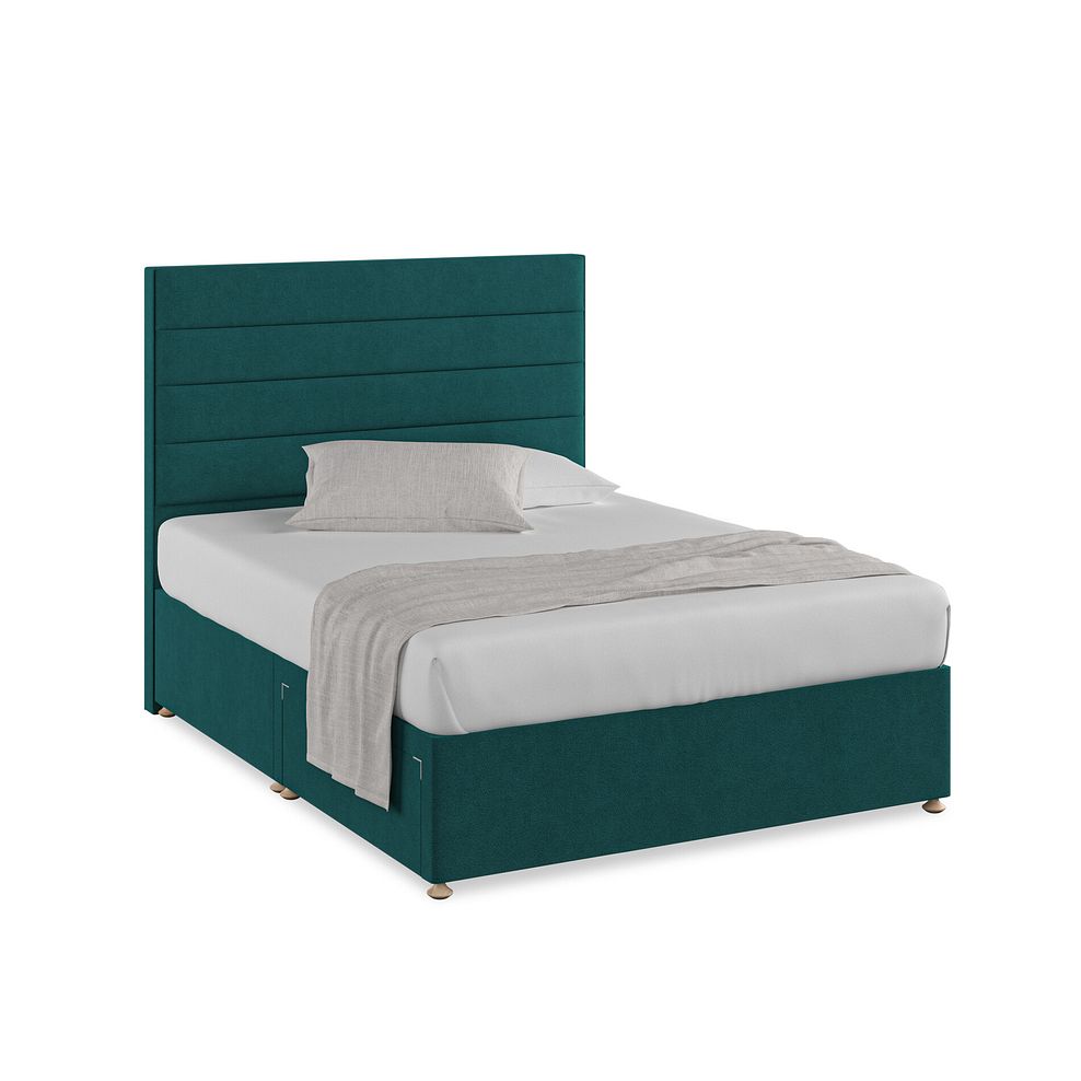 Penryn King-Size 2 Drawer Divan Bed in Venice Fabric - Teal 1