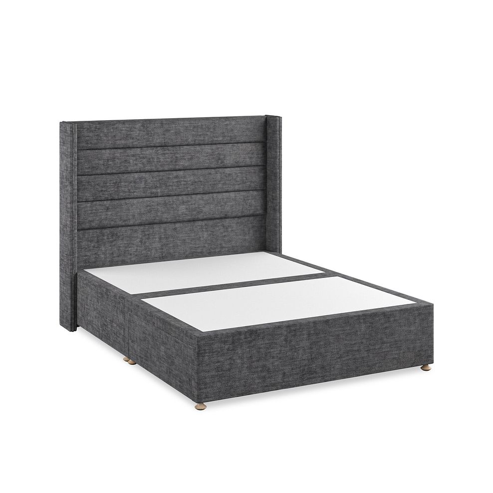 Penryn King-Size 2 Drawer Divan Bed with Winged Headboard in Brooklyn Fabric - Asteroid Grey 2