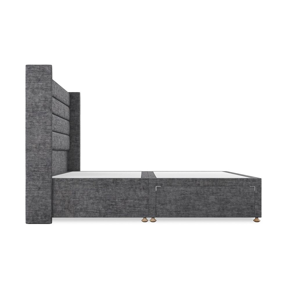 Penryn King-Size 2 Drawer Divan Bed with Winged Headboard in Brooklyn Fabric - Asteroid Grey 4